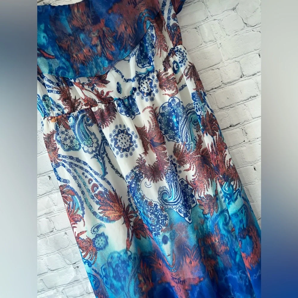 Maurices White, Blue & Pink floral strapless dress size 0 - Picture 7 of 16